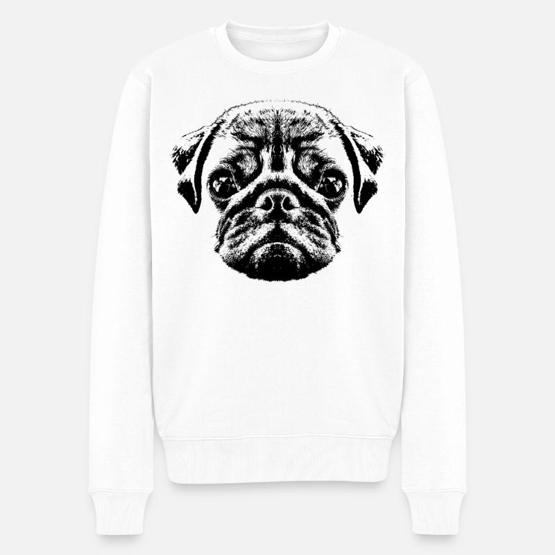 Mopswelpe / Mops Baby / Pug face - Männer Premium Bio Pullover - Weiß