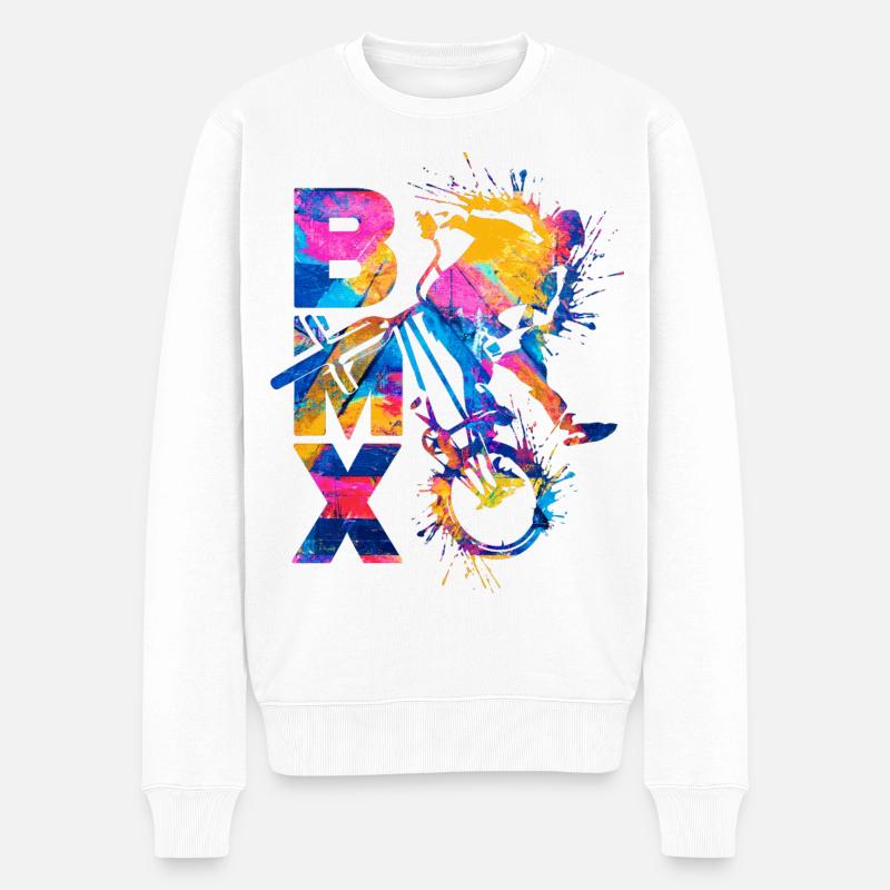 Vélo BMX | Pilote BMX | BMX coloré - Pull Premium bio Homme - blanc