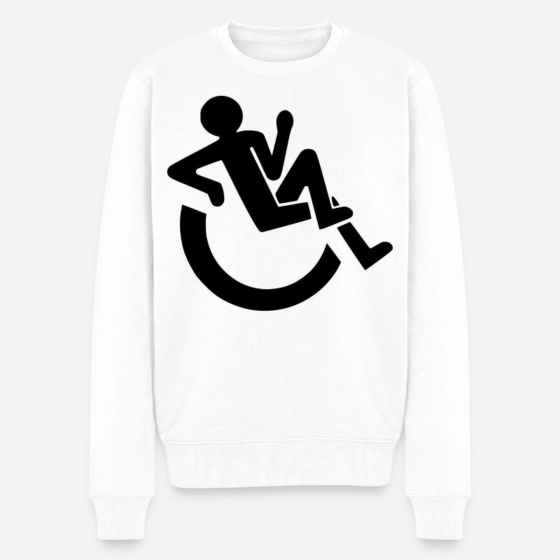 Entspannter Rollstuhlfahrer, Roller, Behinderter # - Männer Premium Bio Pullover - Weiß