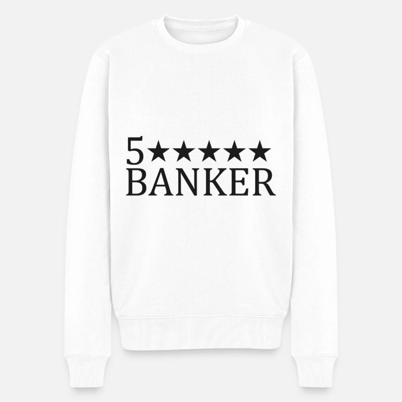 Fünf-Sterne Banker Logo - Männer Premium Bio Pullover - Weiß
