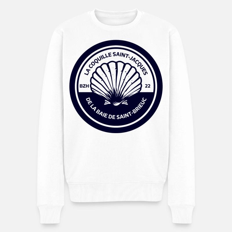 Die Bucht von Saint-Brieuc in Coquille Saint Jacques - Männer Premium Bio Pullover - Weiß
