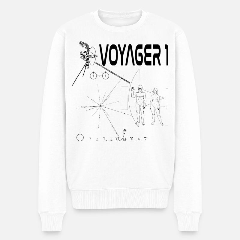 Sonde spatiale Voyager 1 noire - Pull Premium bio Homme - blanc