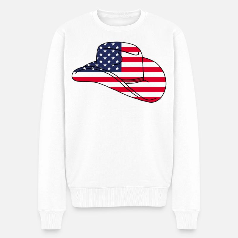 Usa Hut - Männer Premium Bio Pullover - Weiß