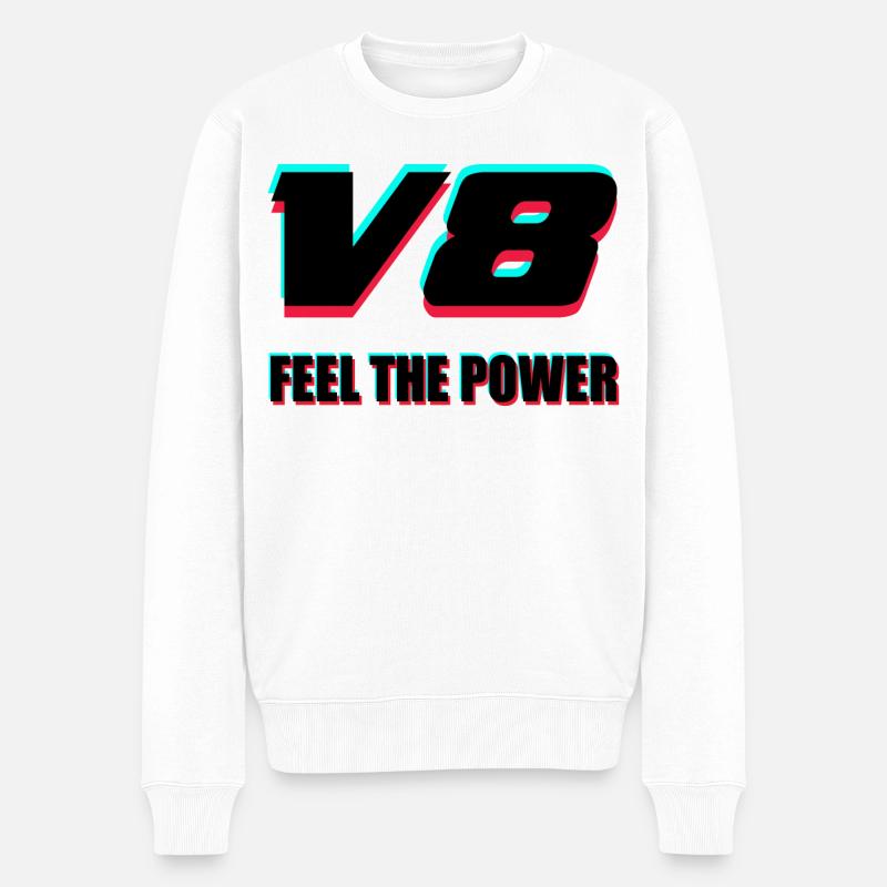 V8 - Männer Premium Bio Pullover - Weiß