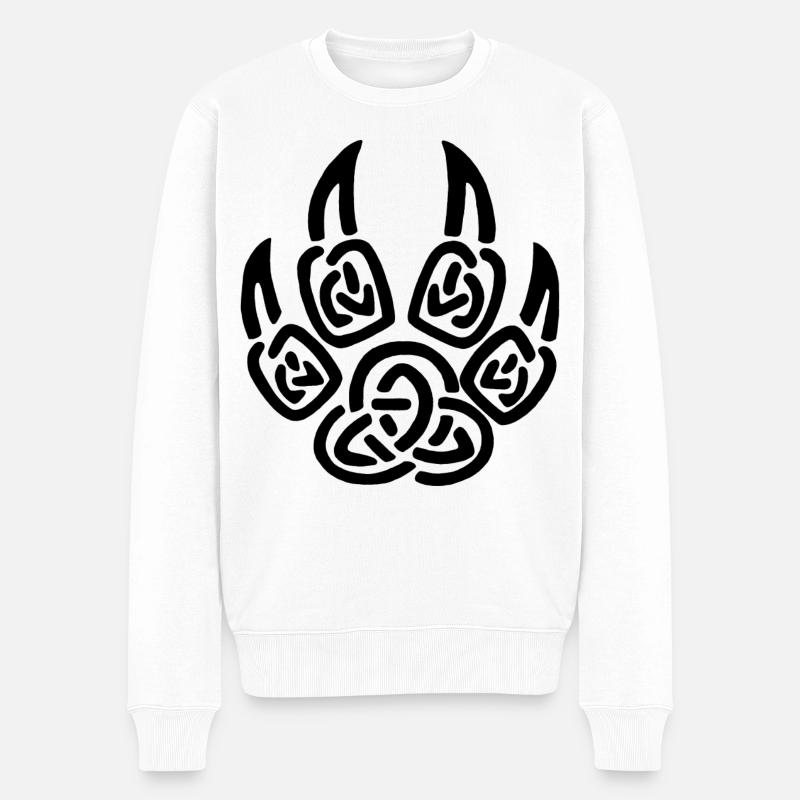 Schwarze Wikinger Wolfskrallen - Männer Premium Bio Pullover - Weiß