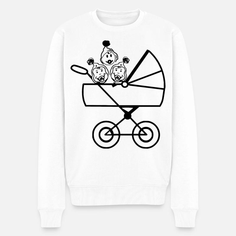 Drillinge Babys - Männer Premium Bio Pullover - Weiß