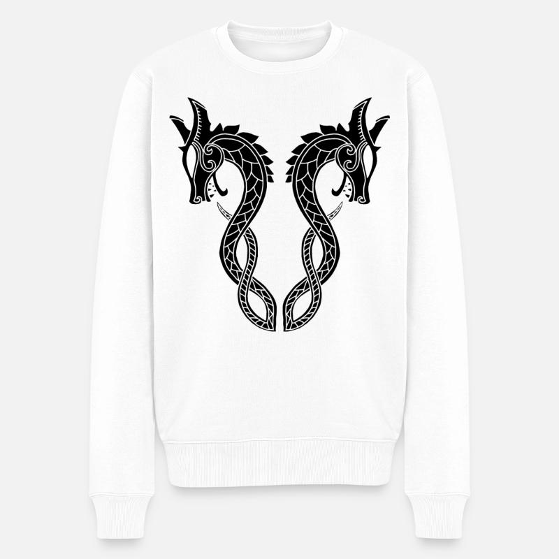 Dragon noir à deux têtes - Pull Premium bio Homme - blanc