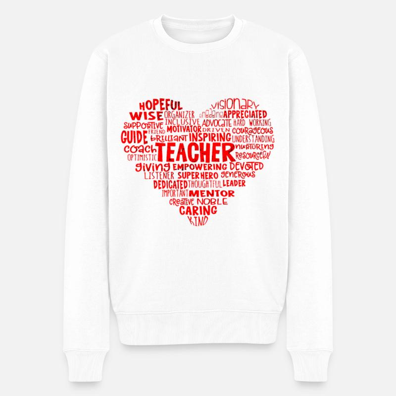 Lehrer Herz Wörter - Männer Premium Bio Pullover - Weiß