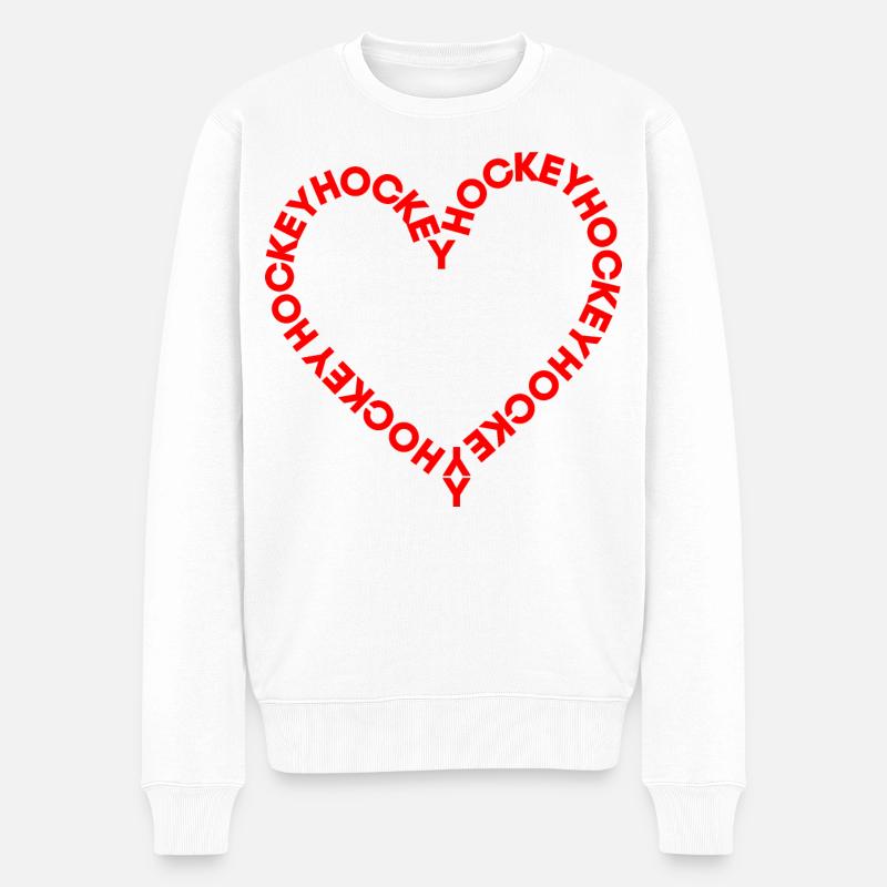 Hockey Valentinstag Herz - Herz - Herz - Männer Premium Bio Pullover - Weiß