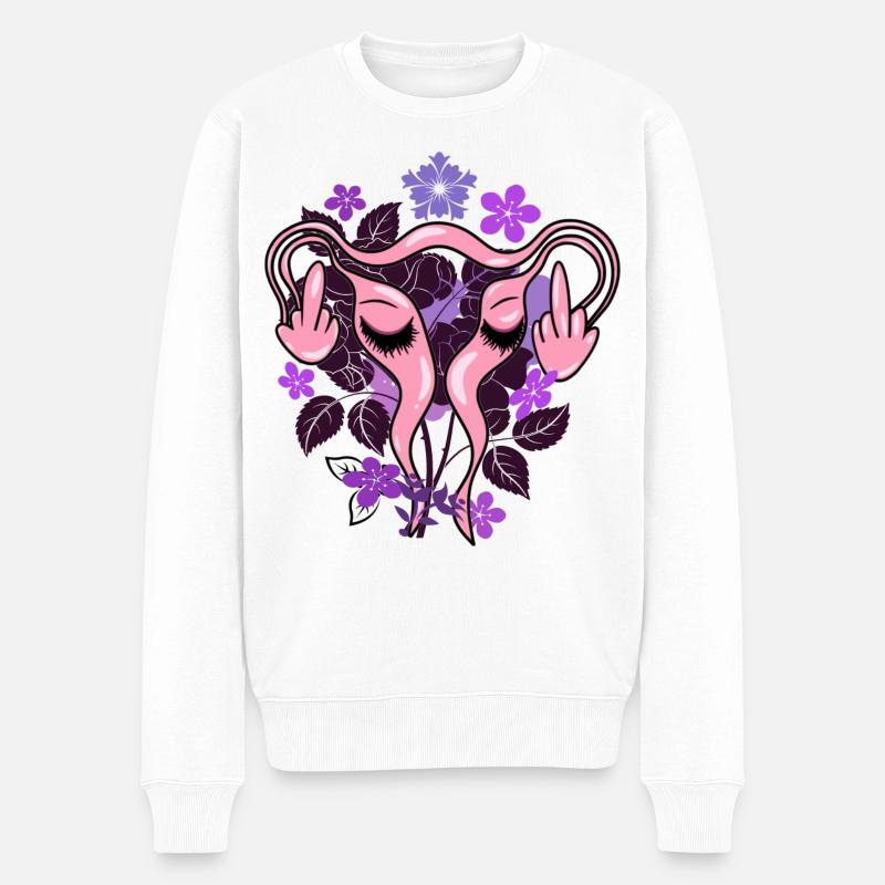 Blumen Uterus Pro-Choice Eierstöcke - Männer Premium Bio Pullover - Weiß