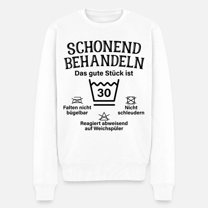 Schonend Behandeln Dreißig Geschenk 30. Geburtstag - Männer Premium Bio Pullover - Weiß