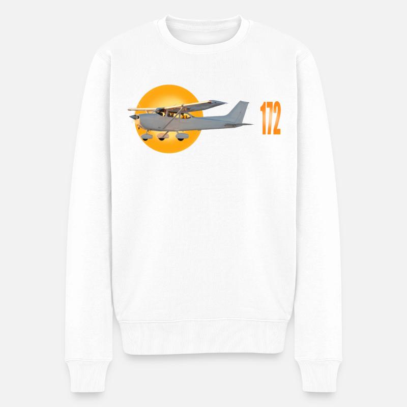 Cessna - Männer Premium Bio Pullover - Weiß