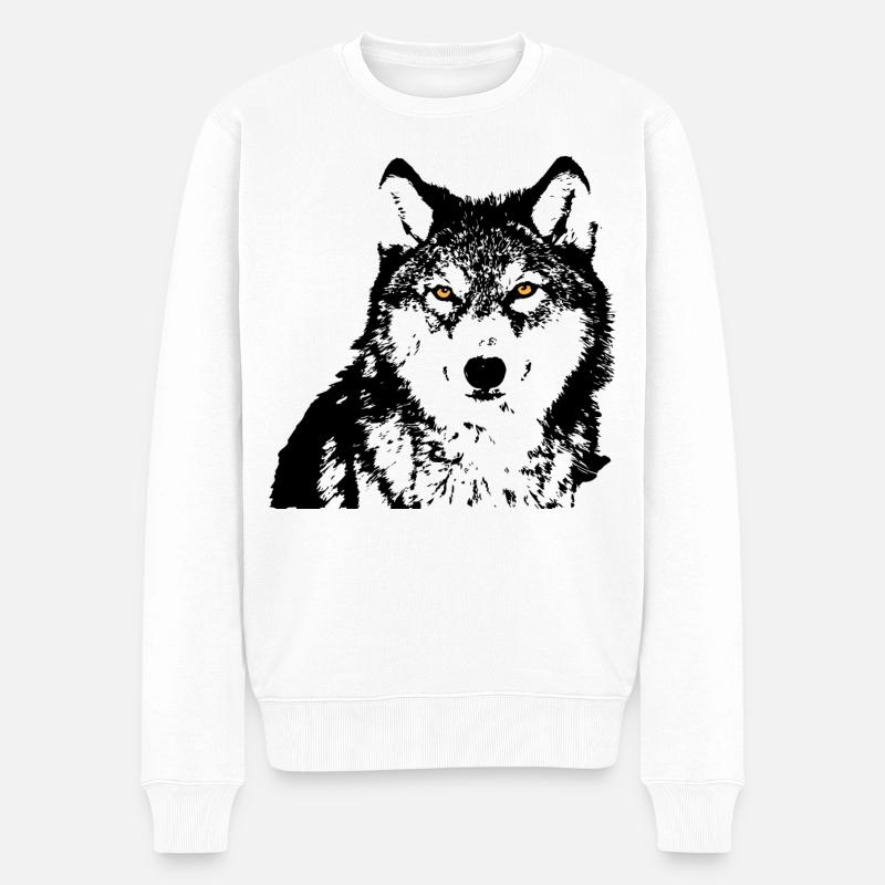 Yeux de Loup Noirs - Pull Premium bio Homme - blanc