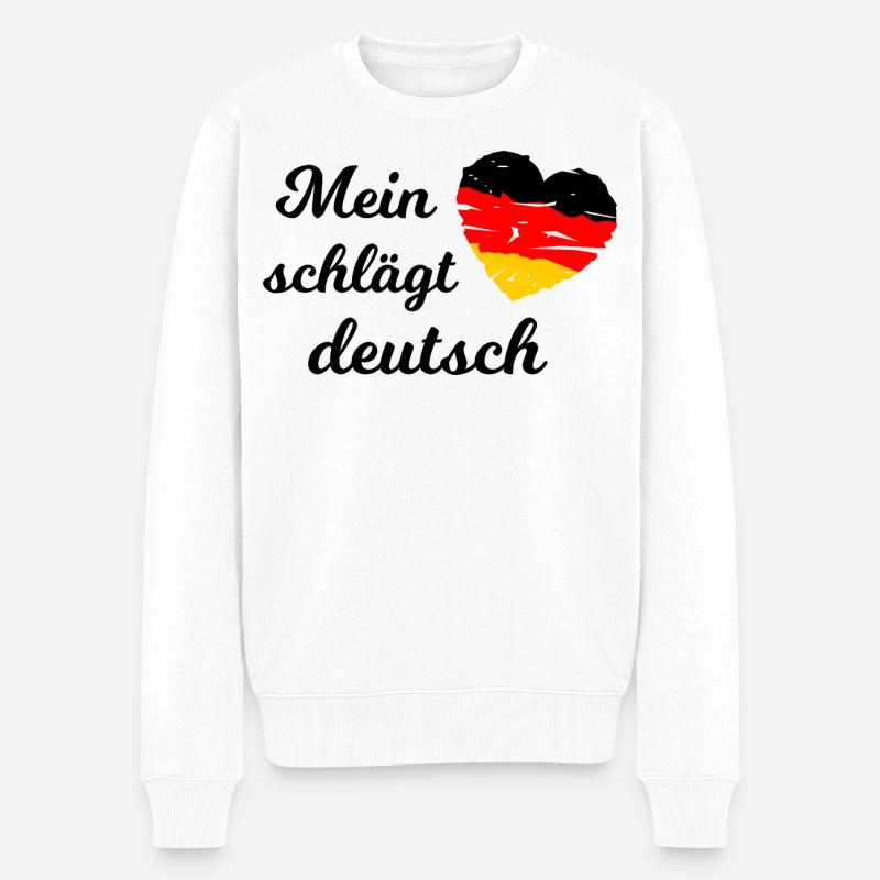 Mein Herz schlägt Deutsch - Männer Premium Bio Pullover - Weiß