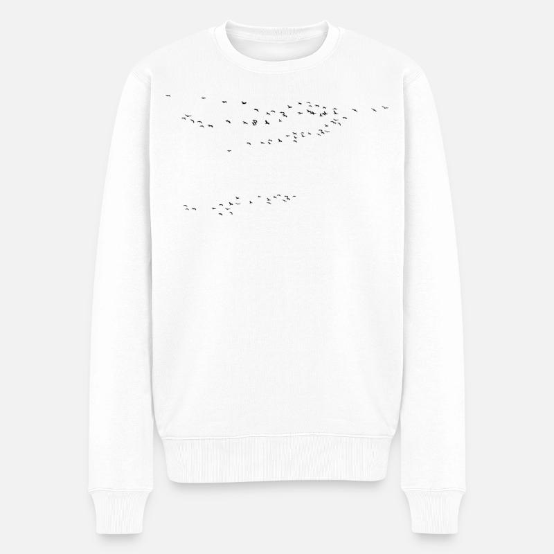Grue grue printemps oiseaux - Pull Premium bio Homme - blanc