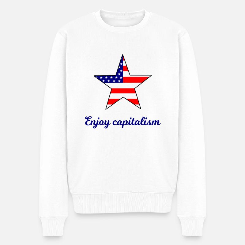 Kapitalismus Amerika - Männer Premium Bio Pullover - Weiß