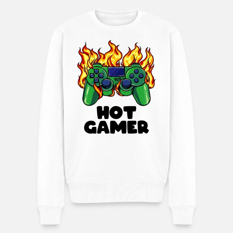 Gamer Zocker Videospieler Games Controller - Männer Premium Bio Pullover - Weiß