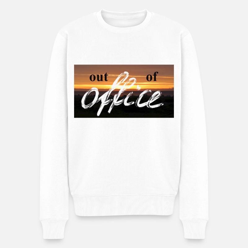 Abendhimmel mit Out of Office Motiv - Männer Premium Bio Pullover - Weiß