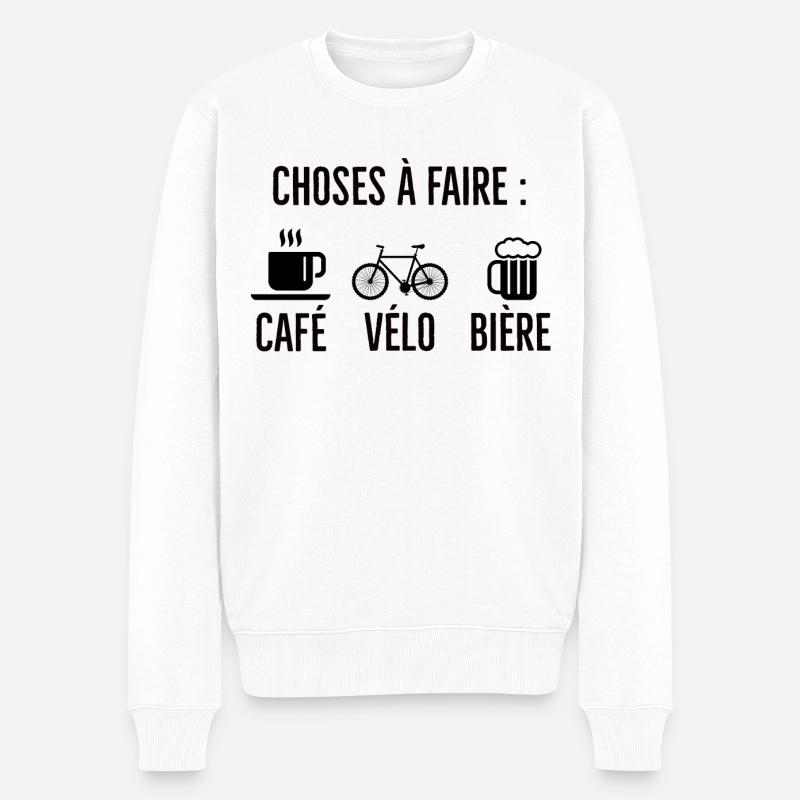 Café Vélo Bière - Männer Premium Bio Pullover - Weiß