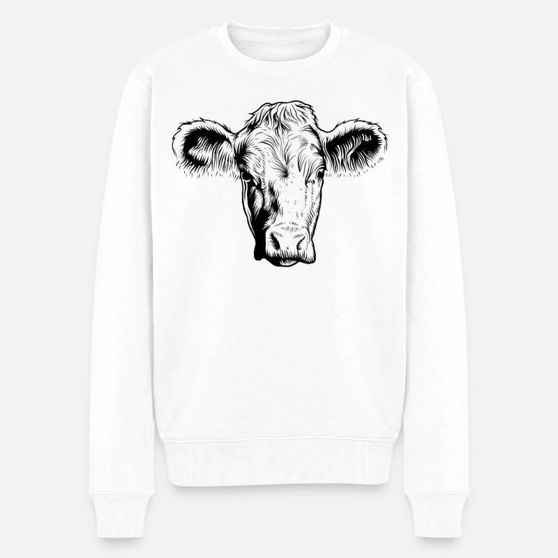 Kuh Kühe - Männer Premium Bio Pullover - Weiß