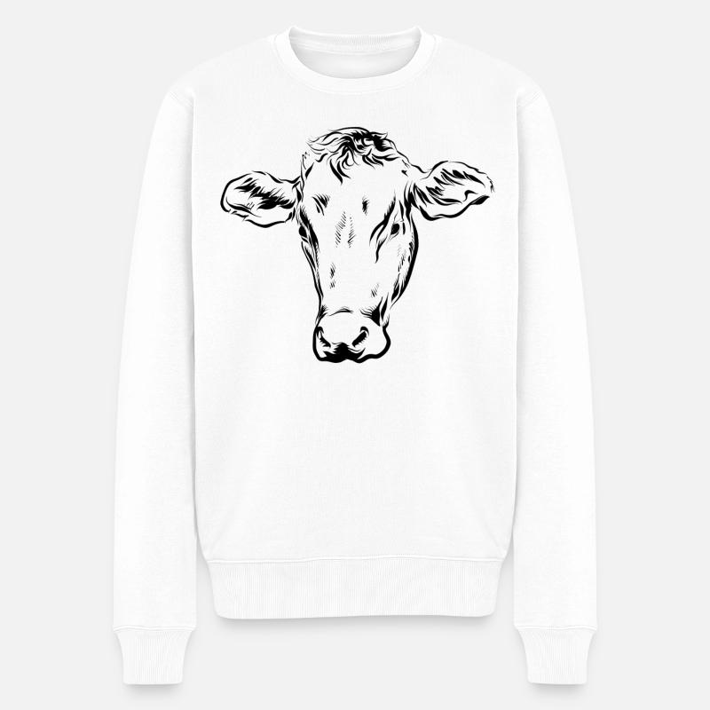 Kuh Kühe - Männer Premium Bio Pullover - Weiß