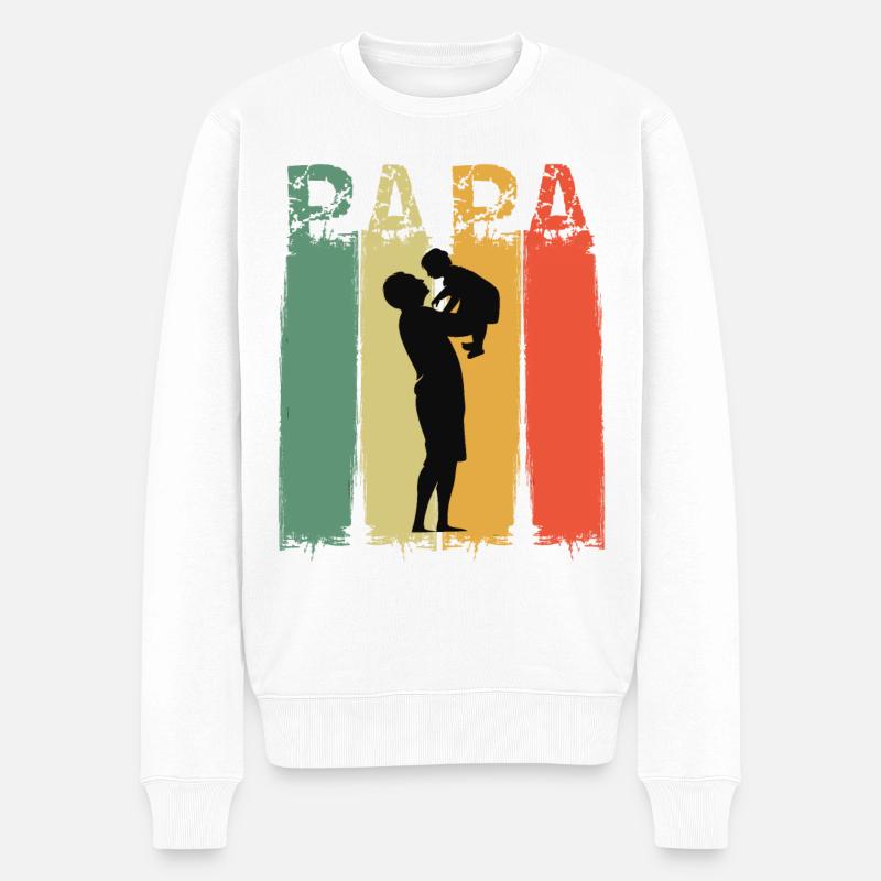 Papa und Sohn das Team Geschenkidee Vatertag - Männer Premium Bio Pullover - Weiß