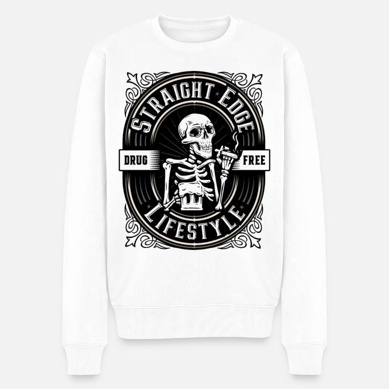 Straight Edge Lifestyle - Drogenfrei - Männer Premium Bio Pullover - Weiß