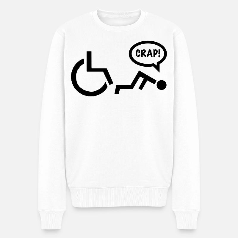 CRAP als Rollstuhlfahrer fällt. Humor Shirt * - Männer Premium Bio Pullover - Weiß
