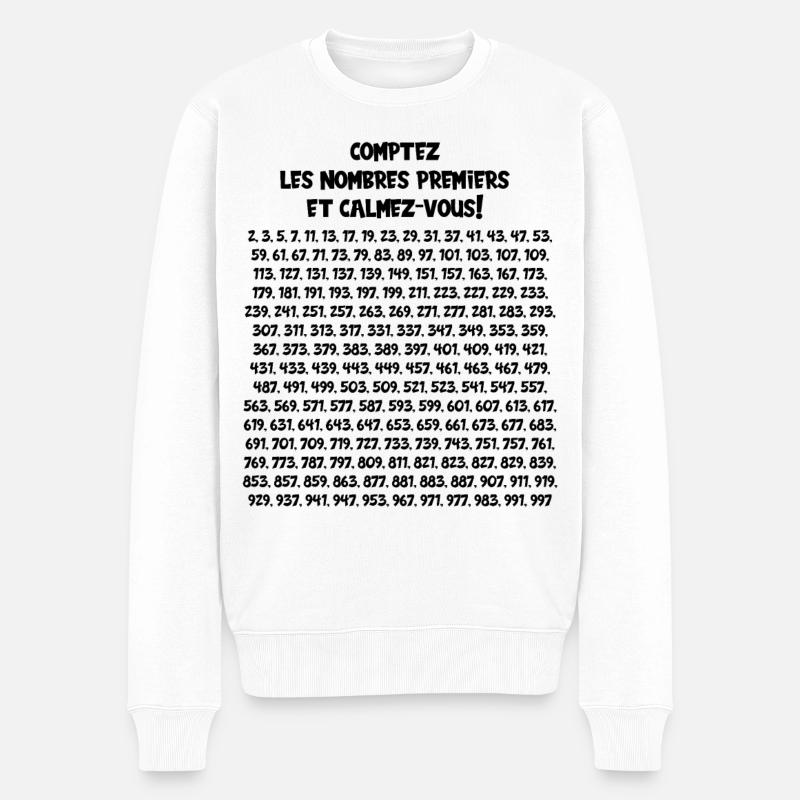 Zählen Sie die Primzahlen und beruhigen Sie sich! - Männer Premium Bio Pullover - Weiß
