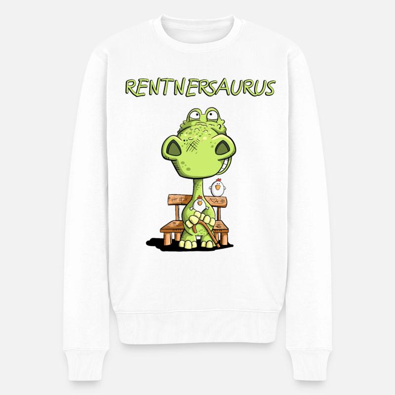 Rentnersaurus I Rentner Dinosaurier Comic I Senior - Männer Premium Bio Pullover - Weiß