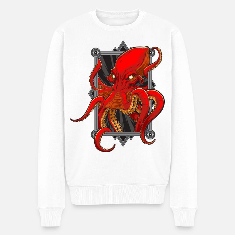 Oktopus - Männer Premium Bio Pullover - Weiß