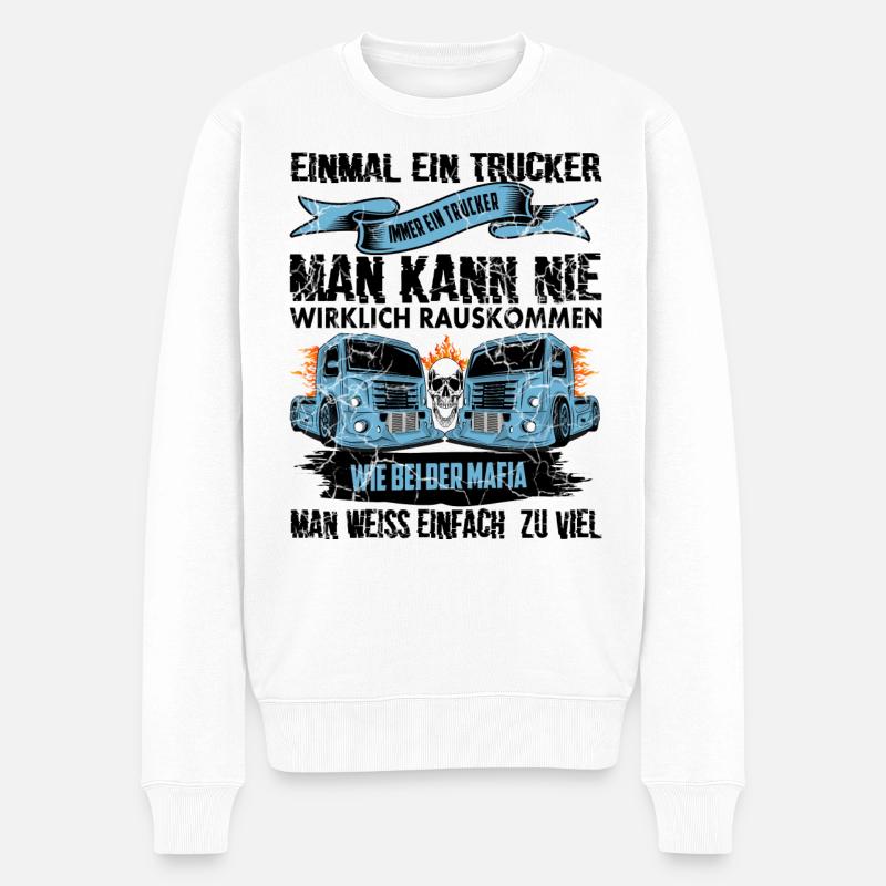 Trucker, LKW Fahrer - Männer Premium Bio Pullover - Weiß