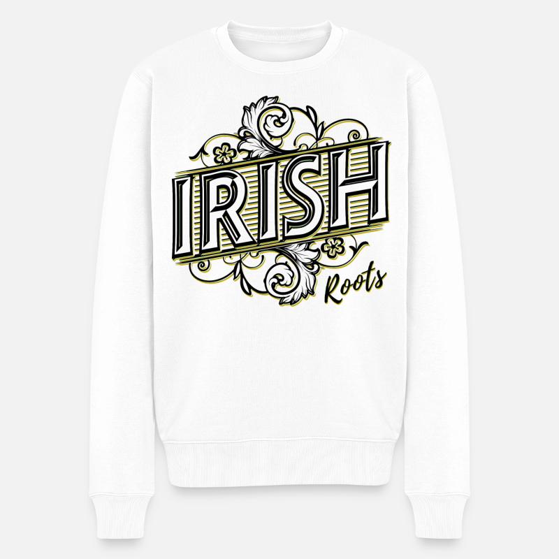 Irish Roots - Ireland - Irlande - Shamrock - Pull Premium bio Homme - blanc