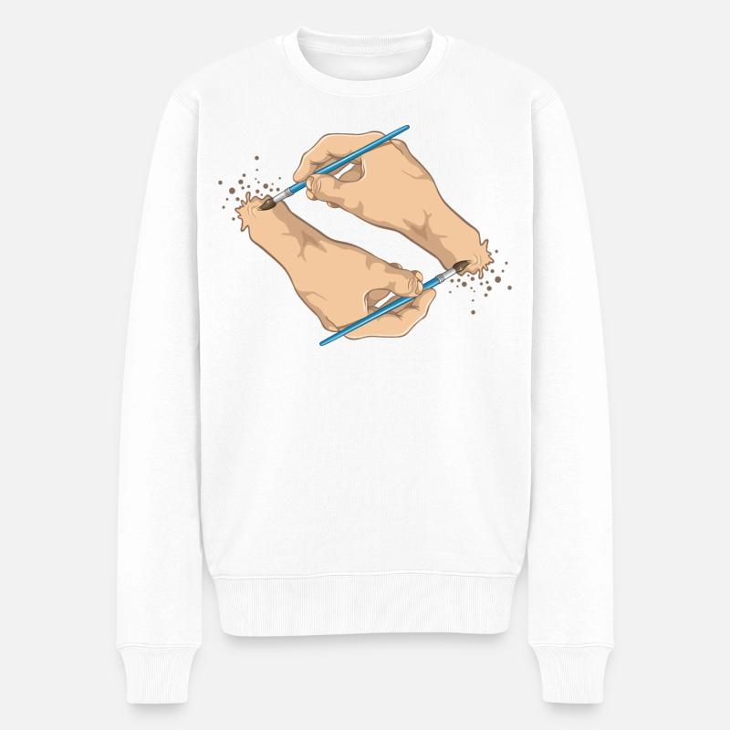 Mains et pinceaux - Pull Premium bio Homme - blanc