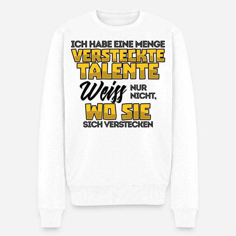 Lustig Witz Cool Statement - Männer Premium Bio Pullover - Weiß