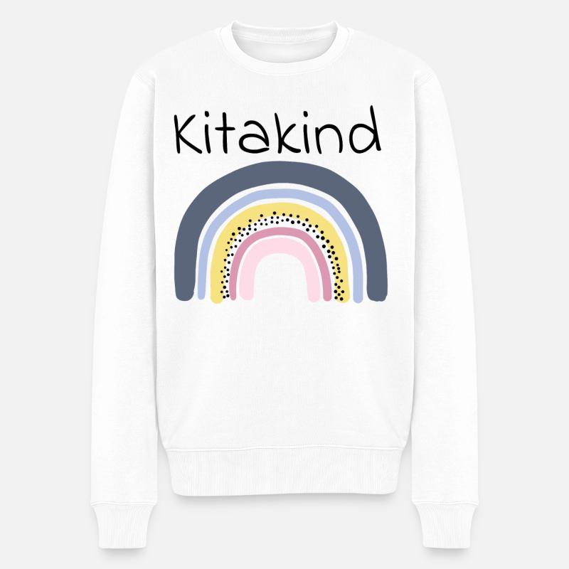 Kitakind Regenbogen - Männer Premium Bio Pullover - Weiß
