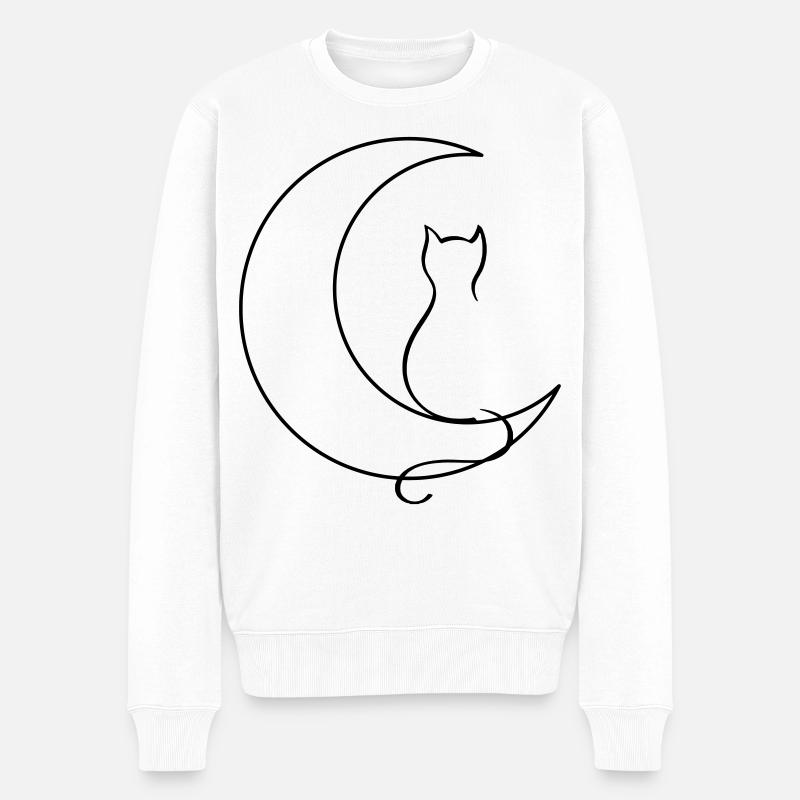 Chat de lune - Pull Premium bio Homme - blanc