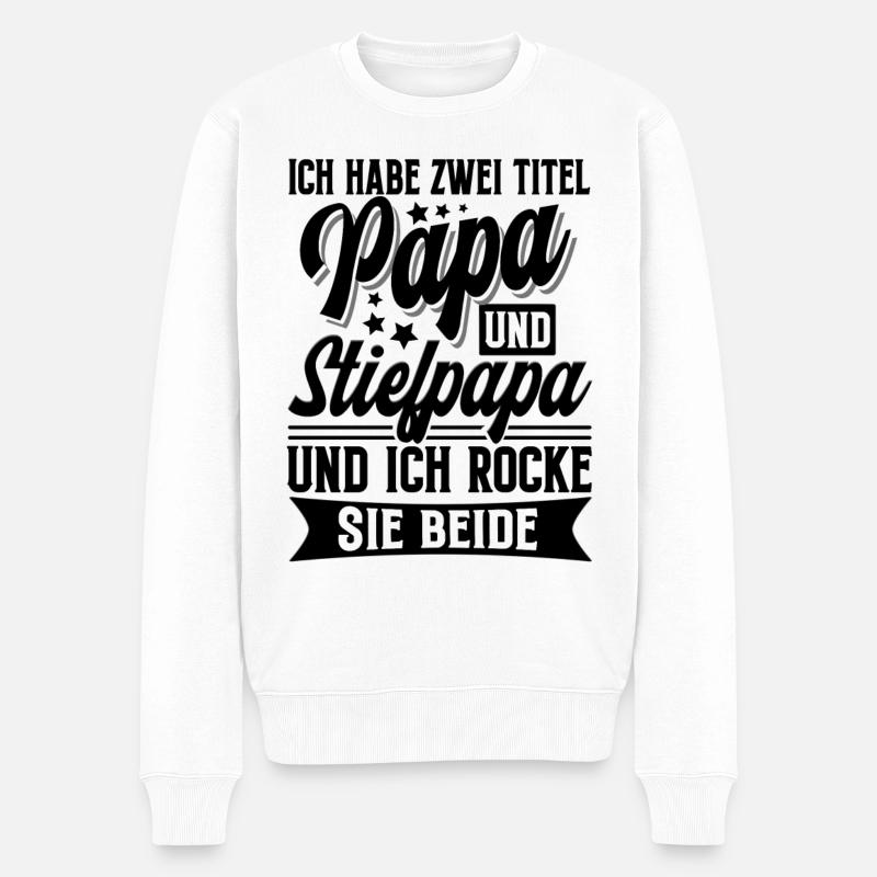 Papa Vater Stiefvater - Männer Premium Bio Pullover - Weiß