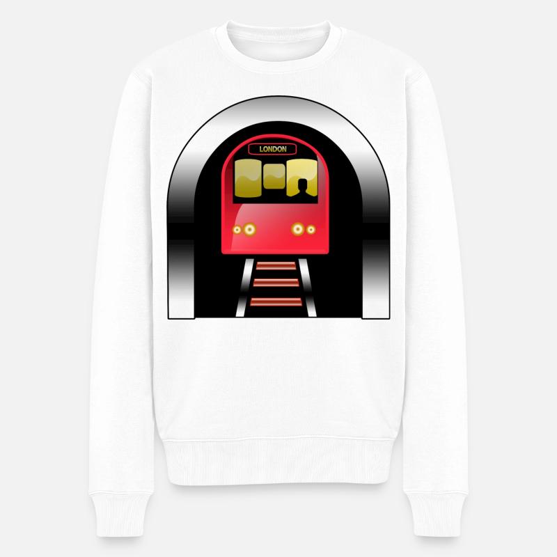 Londoner roter Zug unter dem Bogen - Männer Premium Bio Pullover - Weiß