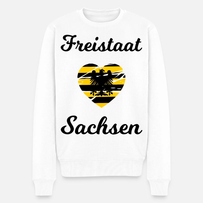Freistaat Sachsen - Männer Premium Bio Pullover - Weiß