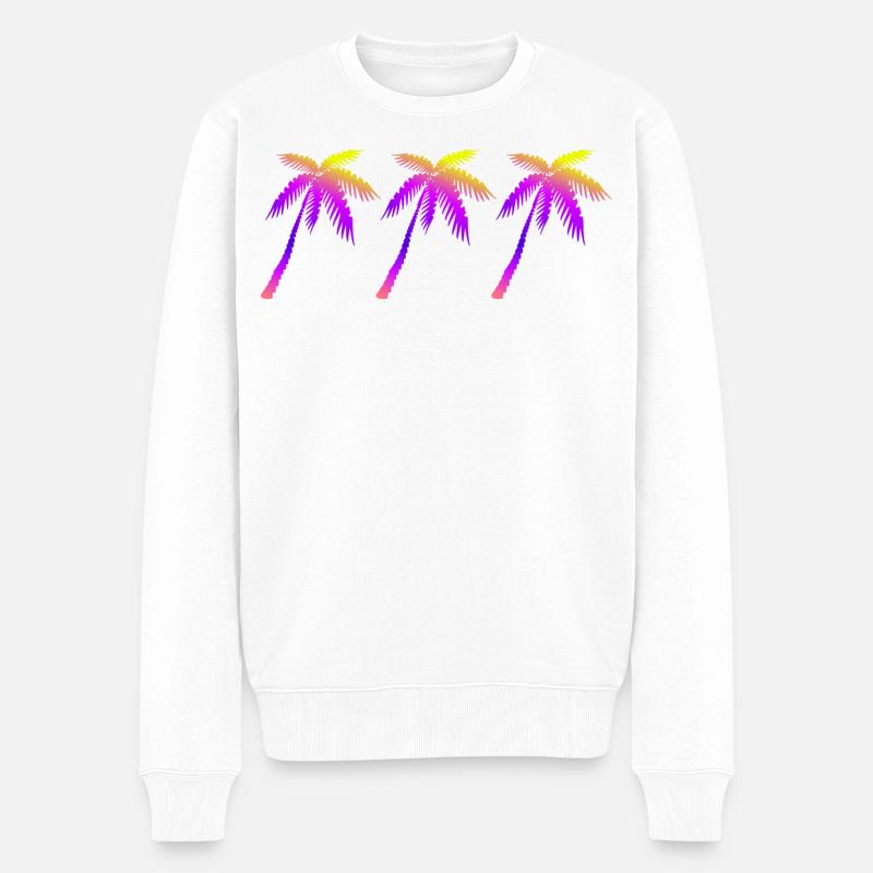 Palmen - Männer Premium Bio Pullover - Weiß