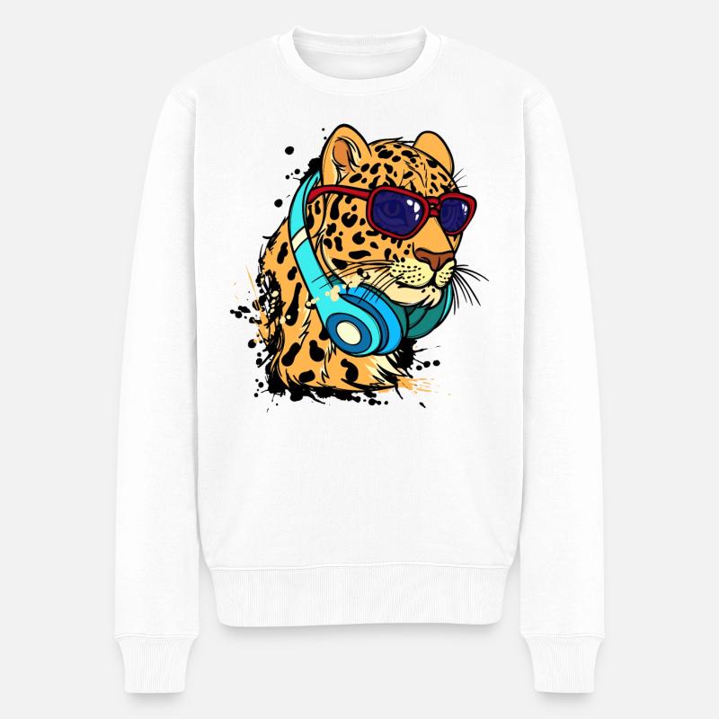 Cool Tier Headset - Männer Premium Bio Pullover - Weiß