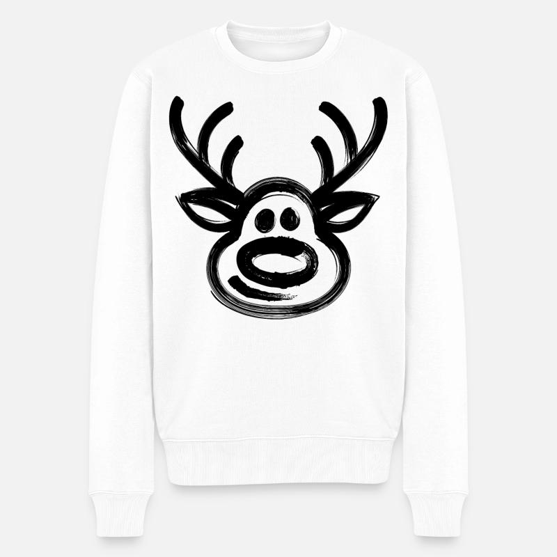 Noël Rennier visage Cerf - Pull Premium bio Homme - blanc