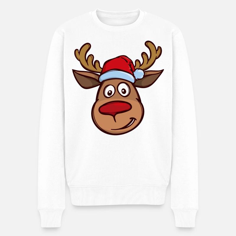 Weihnachten Rentier Gesicht - Männer Premium Bio Pullover - Weiß