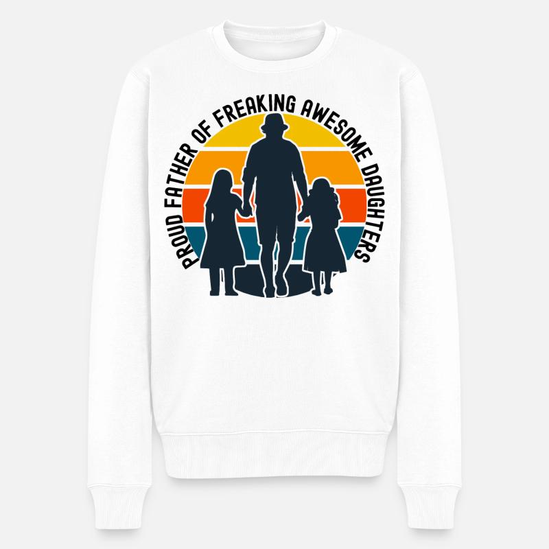 Silhouetten der Familie Sunset - Männer Premium Bio Pullover - Weiß
