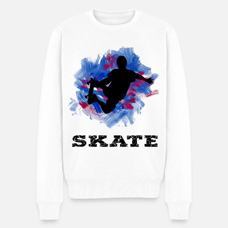 Skateboard - Männer Premium Bio Pullover - Weiß