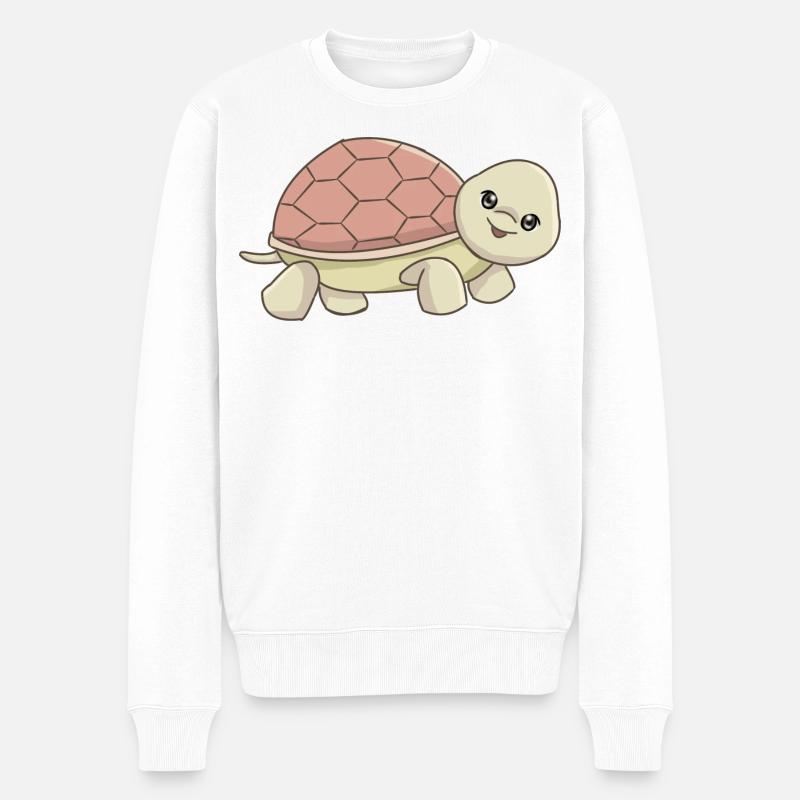 Niedliche Cartoon Schildkröte Illustration - Männer Premium Bio Pullover - Weiß