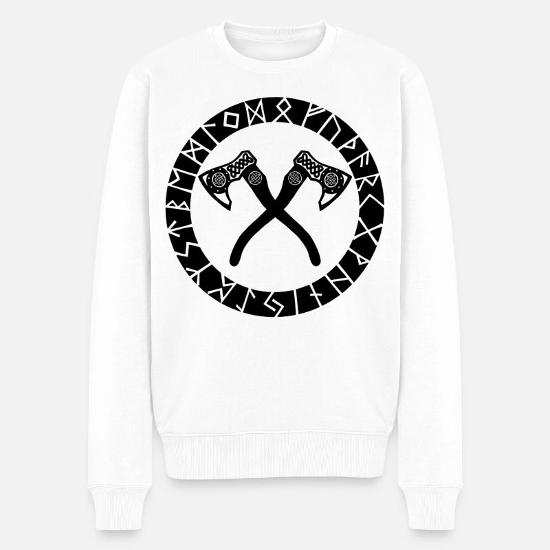Haches noires vikings - Pull Premium bio Homme - blanc