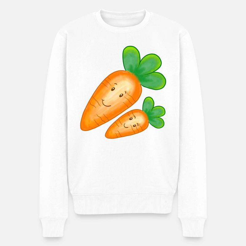 Karotte Möhre lachend - Männer Premium Bio Pullover - Weiß