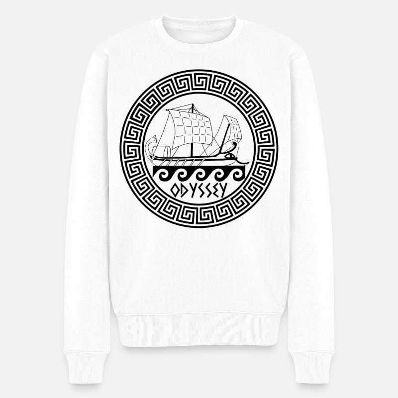 Symbol für ein schwarzes griechisches Schiff - Männer Premium Bio Pullover - Weiß